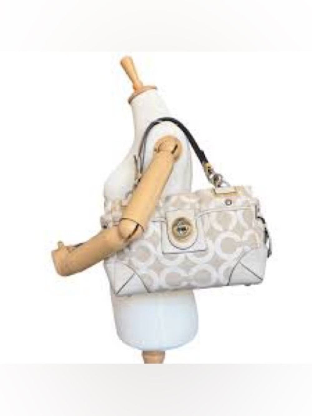 Coach Op Art Peyton Carryall Satchel Bag Tote Purse Handbag GUC +dust bag+ charm